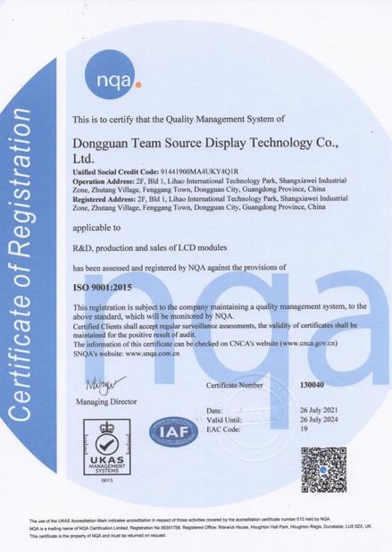La CINA Team Source Display Certificazioni
